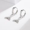 925 Sterling Silver Zircon Mermaid Piercing Charm Stud Earrings For Women Girls Wedding  Jewelry Pendientes Eh558