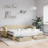 VidaXL Daybed with Trundle and Drawers Cream 100x200 Cm Fabric 3197697