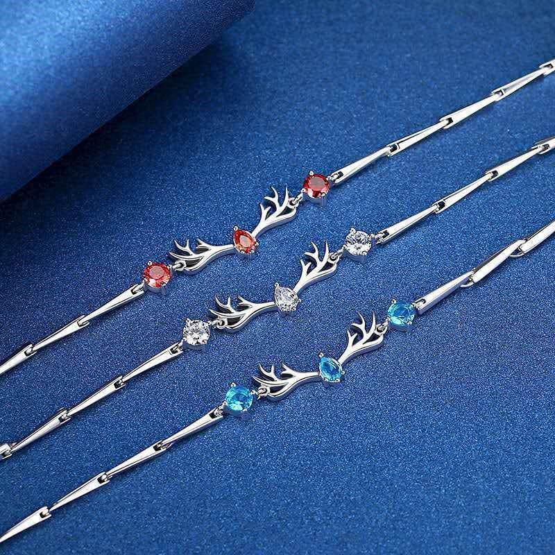 Серебряный браслет с рогами для женщин - Стильный, простой, персонализированный рождественский подарок, ювелирное изделие