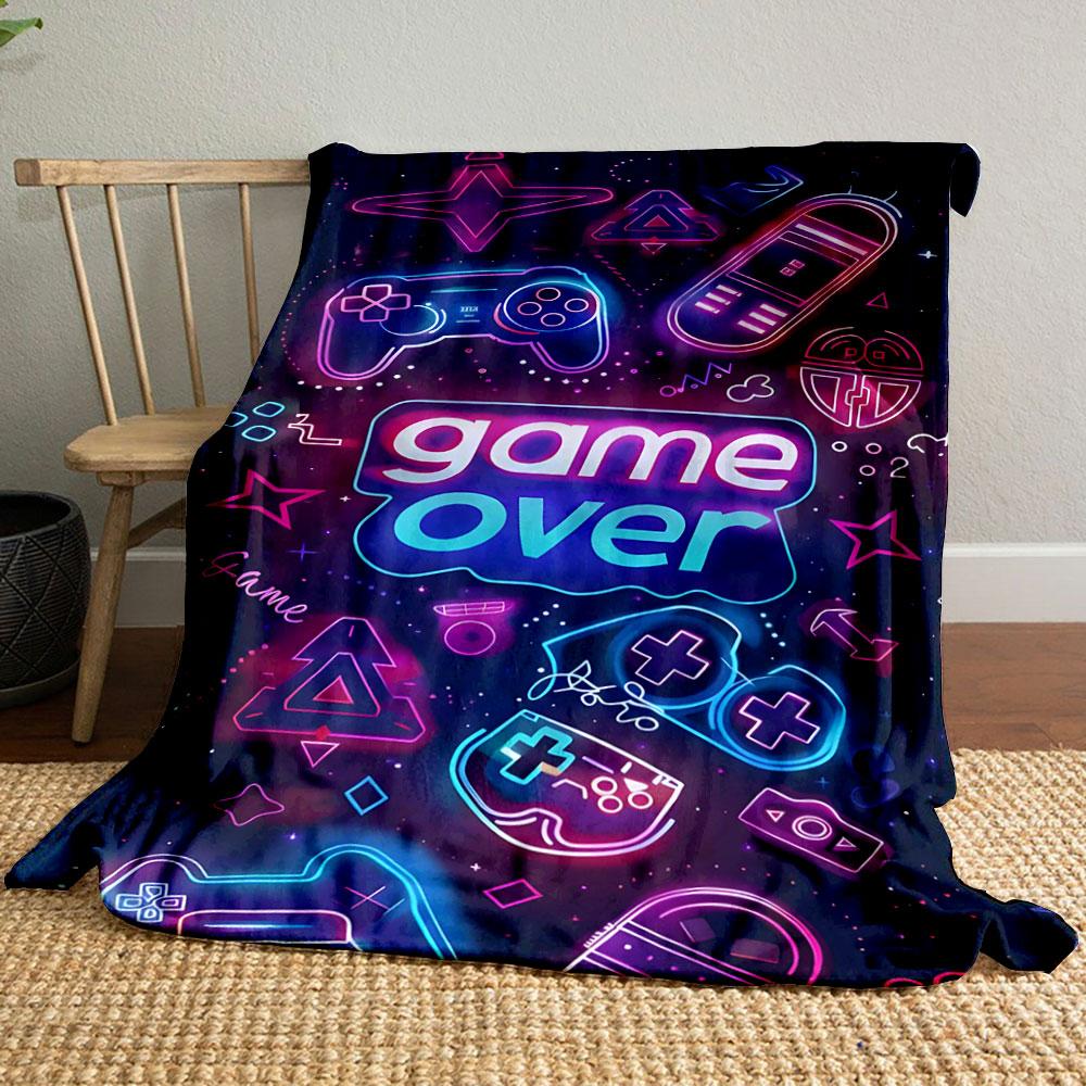 Retro Neon Game Over Design print blanket soft and cozy perfect for the living room bed sofa or a nap,gift