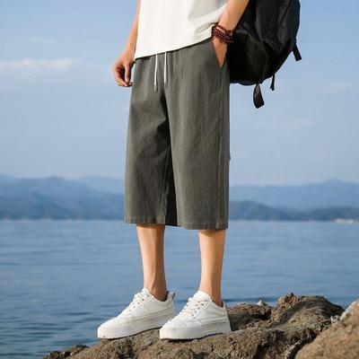 Летние повседневные шорты из хлопка и льна, однотонные легкие шорты, большие шорты для бега, пляжные шорты для мужчин, свободные спортивные штаны