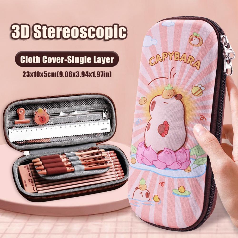 3D Capybara Pen Bag Large Capacity Pen Box Dirt-proof Pencil Case School Office