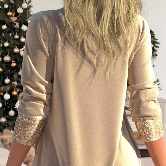 2 шт./компл. женский топ и брюки, комплект контрастного цвета с блестящими пайетками, мешковатый комплект из двух предметов с длинными рукавами, теплый повсед...