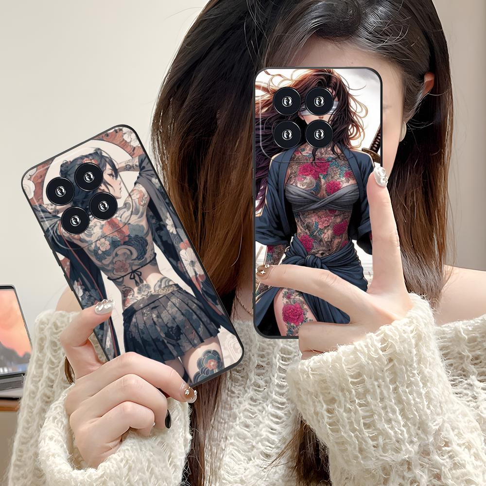 Fashion Tattoo Girl Mobile Phone Case for Xiaomi 15 14 13 12 Mi 11 T Ultra Lite Pro S X 5G Colorful Printing Cover Cover Pretty