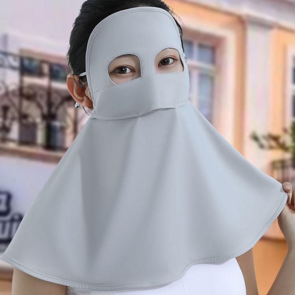 Full Face Sun Protection Mask Ice Silk Sunshade Face Mask Fashion Anti-UV Neck Scarf Outdoor