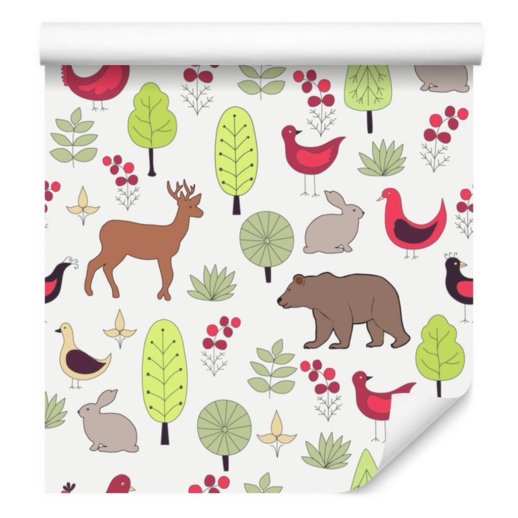 Joyful forest animals wallpaper for living room and bedroom 50x1000