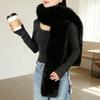 Imitation Rabbit Fur Scarf Solid Color Versatile Design Thickened Warm Scarf Cold Weather Fashion Accessories