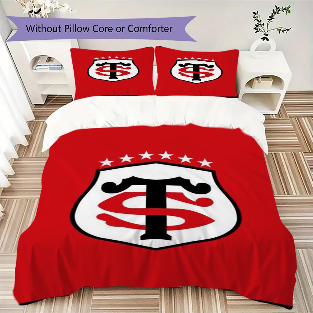 Stade Toulousain Pattern Bedding uilt Set uilt Cover Pillowcase Home Decoration Birthday Gift (1 * duvet cover + 2 * pillowcase without core)178