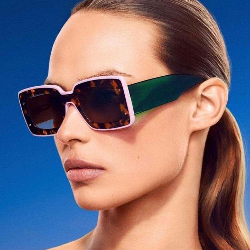 SO & EI ретро квадратные женские роскошные солнцезащитные очки брендовые дизайнерские модные двойные цветные оттенки UV400 мужские винтажные солнцезащитные очки с заклепками