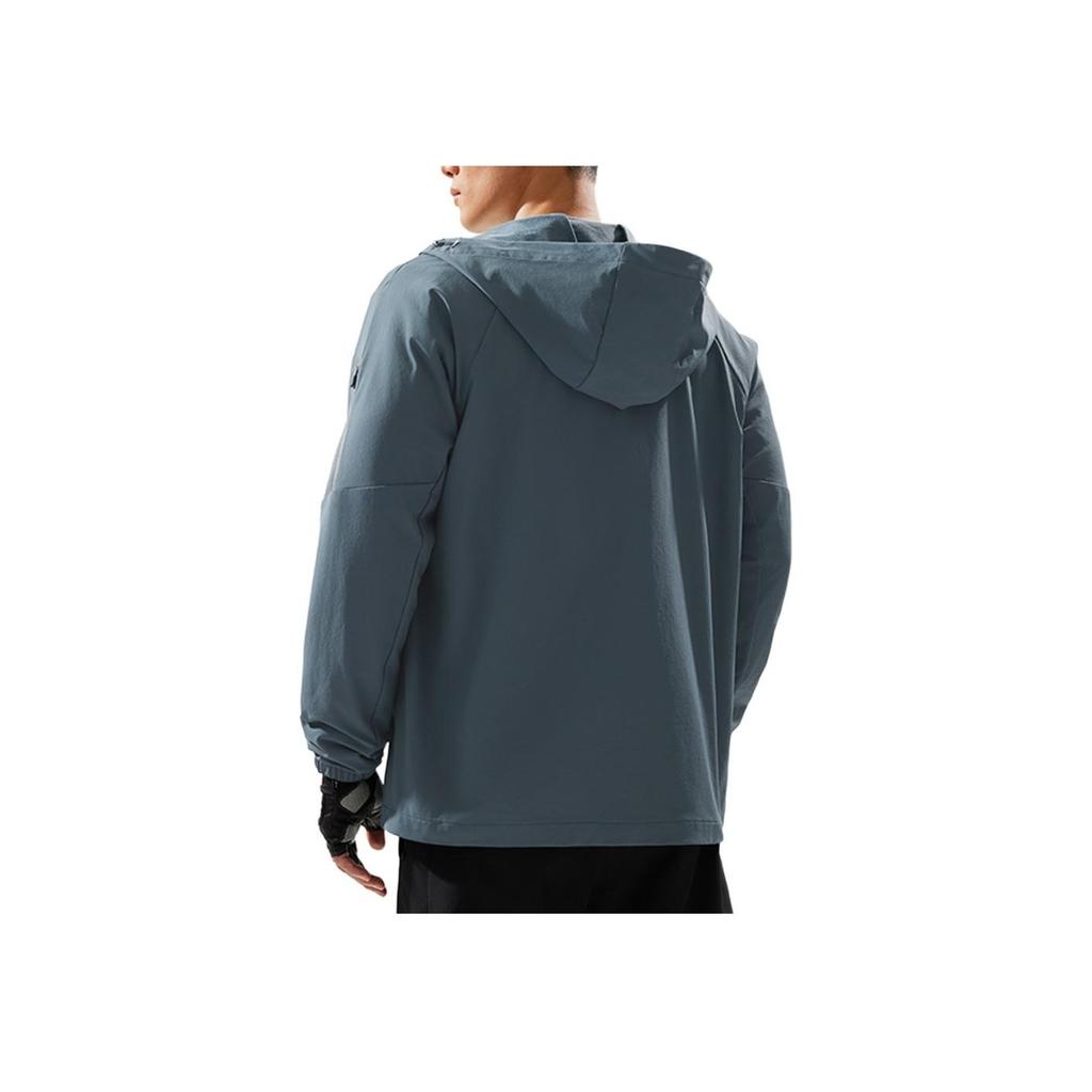 Li Ning Sports Lifestyle Series Water-Resistant Solid Color Logo Hooded Windbreaker Men Outerwear Dark-Blue AFDU525-3