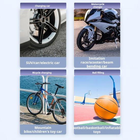 Tire Inflator Portable Air Compressor 150PSI 4000mAh Battery Smart One-Click Pump for Car Motorcycle Bicycle Pressure Gauge LED Light