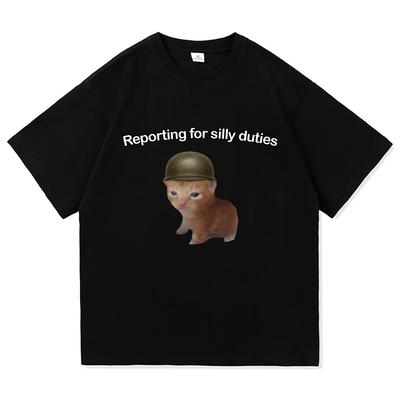 Футболка с забавным мемом про кота в стиле Y2k Я не думаю, следовательно, я не существую Мужская/женская одежда Харадзюку Высококачественные топы Хлопковые футболки