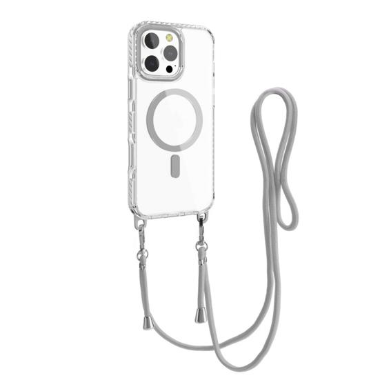 Магнитный прозрачный чехол для телефона для серии iPhone 16 Противоударный чехол для телефона через плечо