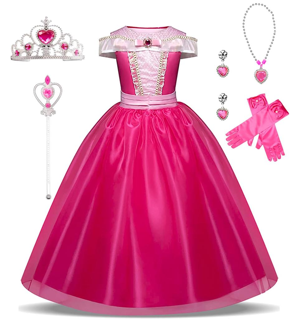 AOTYP Princess Dress, Princess Aurora Dress, Kids Cosplay, Luxury 6-Piece Set, Girls' One-Piece Princess Dress, Princess-Style Kids Costume, Disney Pr