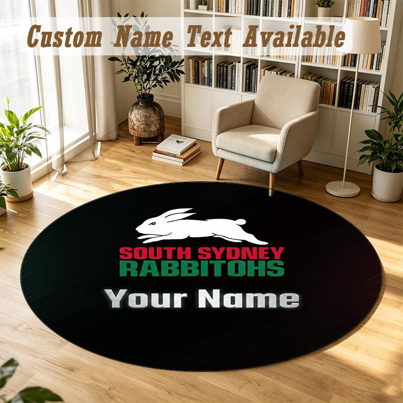 Round Rug Custom NameSouth Sydney Rabbitohs Pattern Non Slip Carpet Home Floor Decor