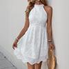 Women's Summer Halter Dress Hollowed Out Sleeveless Dress