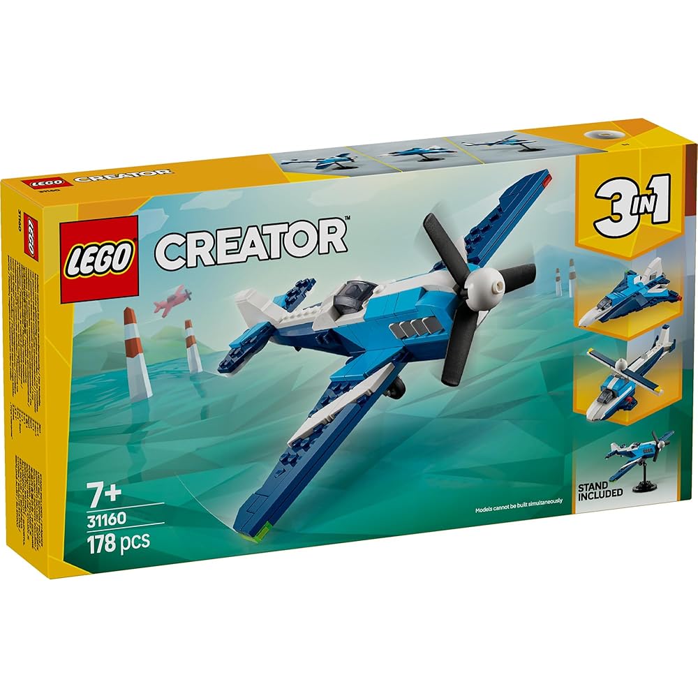 Конструктор LEGO Creator Аэроплан-гонщик для детей от 7 до 9 лет, включает самолет и дирижабль, 31160