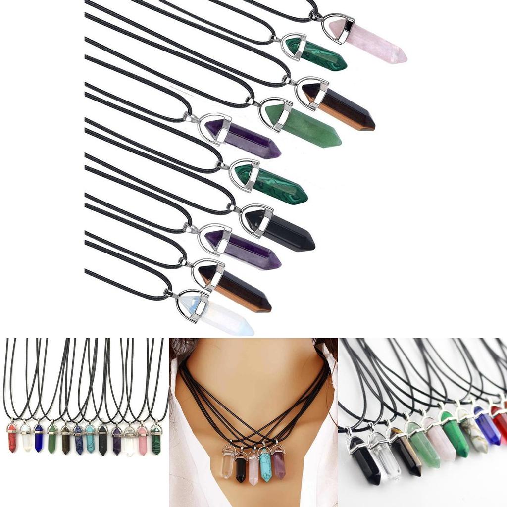 Красивое ожерелье из натурального кристалла с уникальным шестиугольным кулоном для исцеления