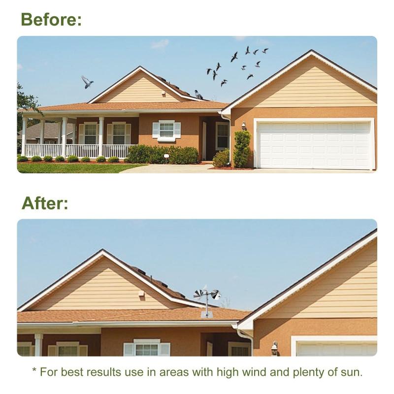 Bird Repellent Reflective Swivel Carbon Steel Angle Adjustable Outdoor Bird Repellent Wind Powered Scare Devices For Yard Garden