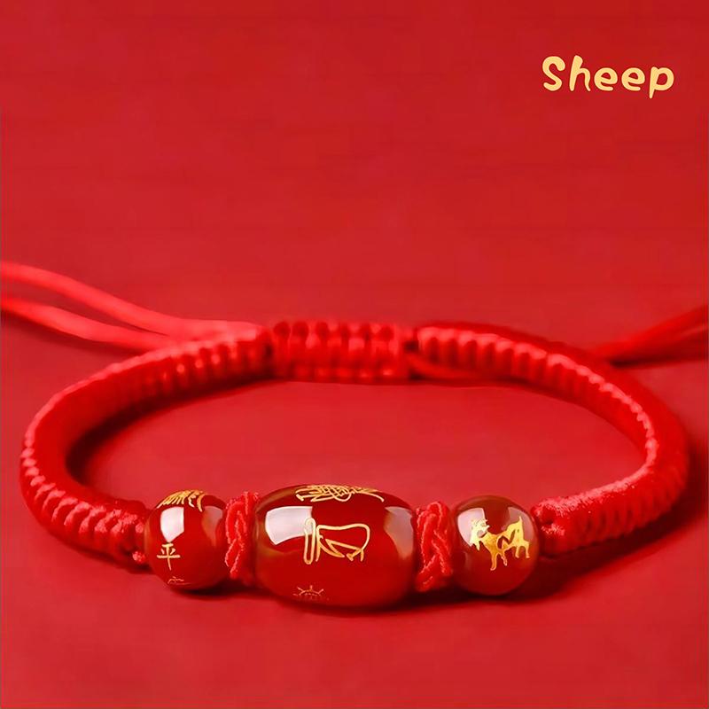 2025 Snake Year Lucky Red Rope Bracelet Zodiac Snake Adjustable Braided Hand Chain Women Jewelry