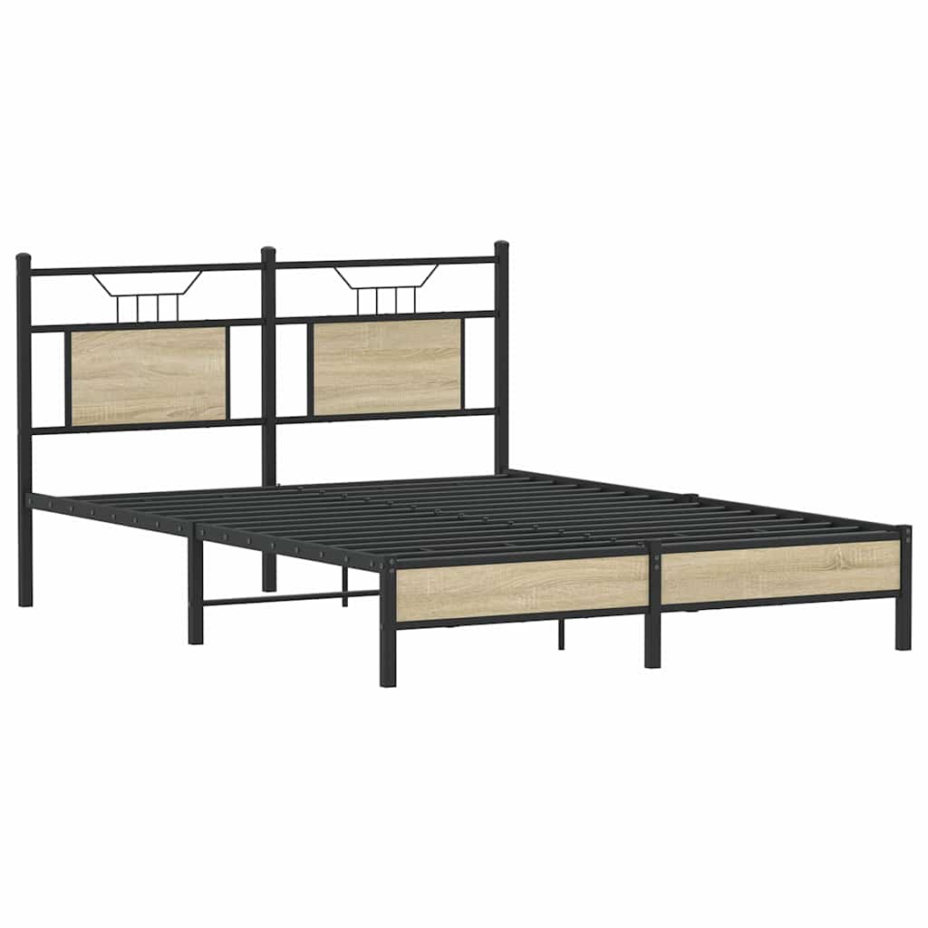 Bed Frame without Mattress Sonoma Oak Finish 150 x 200 cm Engineered Wood