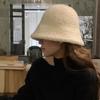 Wool Fisherman Hat Feminine Elegant Solid Color Basin Hat Warm In Winter Without Makeup Covering Face and Showing Face Small Plush Bucket Hat