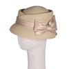 Women’s Vintage Straw Cloche Church Hat with Satin Bow | Elegant Bowler Bucket Hat for Tea Party Wedding Garden Formal Events