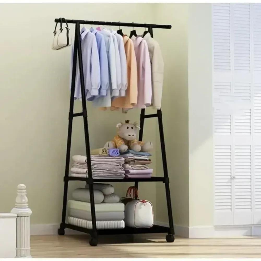 Simple Clothes Drying Rack Floor Hanger Triangle Clothes Hangers Household Bedroom Clothess Hanger For Bedroom With Wheels