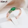 Kinel Rose Gold Color Retro Green Zircon Rings For Women