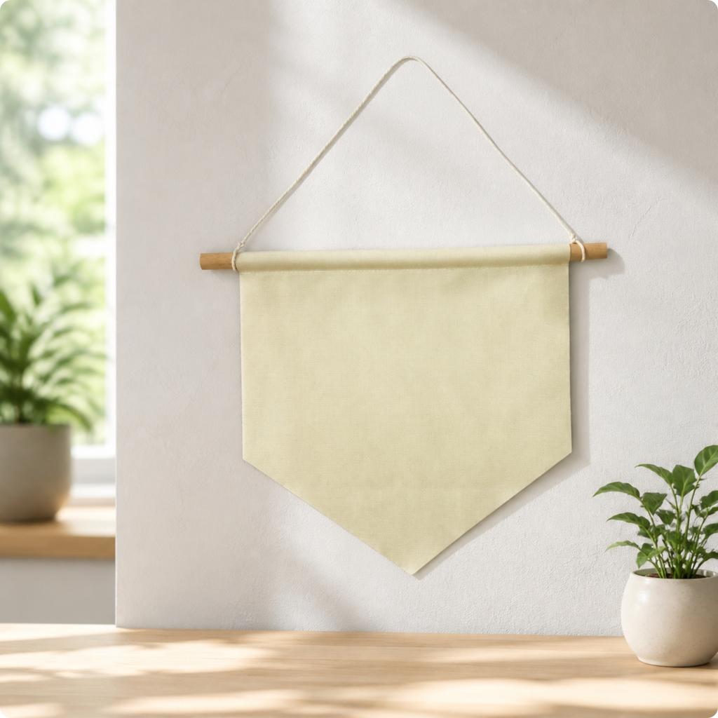 Blank Banner with Wooden Rod Plain Banner with Hanging String Decor Decorative for Crafters, Craft Displays, Bedrooms