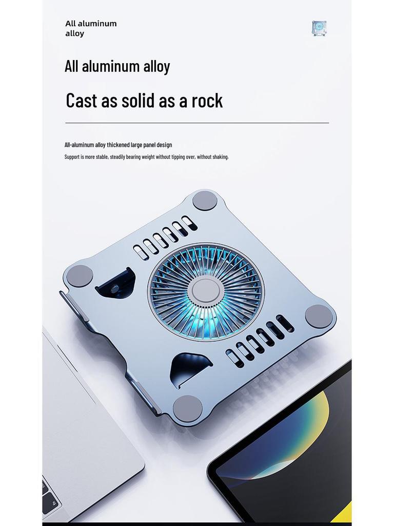 Large Aluminum Alloy Folding Laptop & Tablet Stand with Cooling Fan & Blue Light
