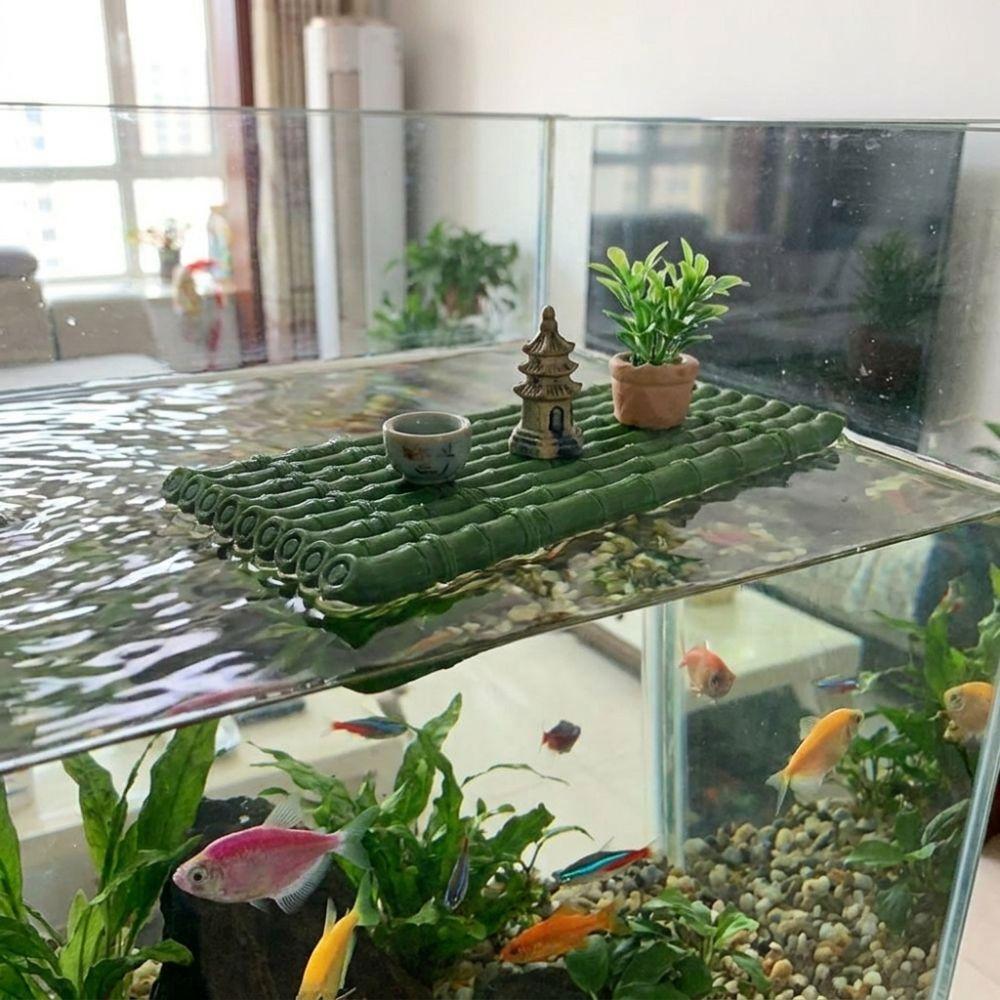Artificial Bamboo Floating Bamboo Raft Ornament No Fading Bamboo Raft Figurine Home Decoration