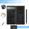 10-Digit LED Display Scientific Calculator with Handwriting Pad, Dual Power with Button Battery, Foldable Desktop Calculator with One-Click Erase,