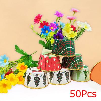 50 ШТ. Праздничные Вечеринки Бумажные Тарелки Упаковка Десерты Рождественские Торты Бумажные Стаканчики Защита Окружающей Среды Выпечка Одноразовые