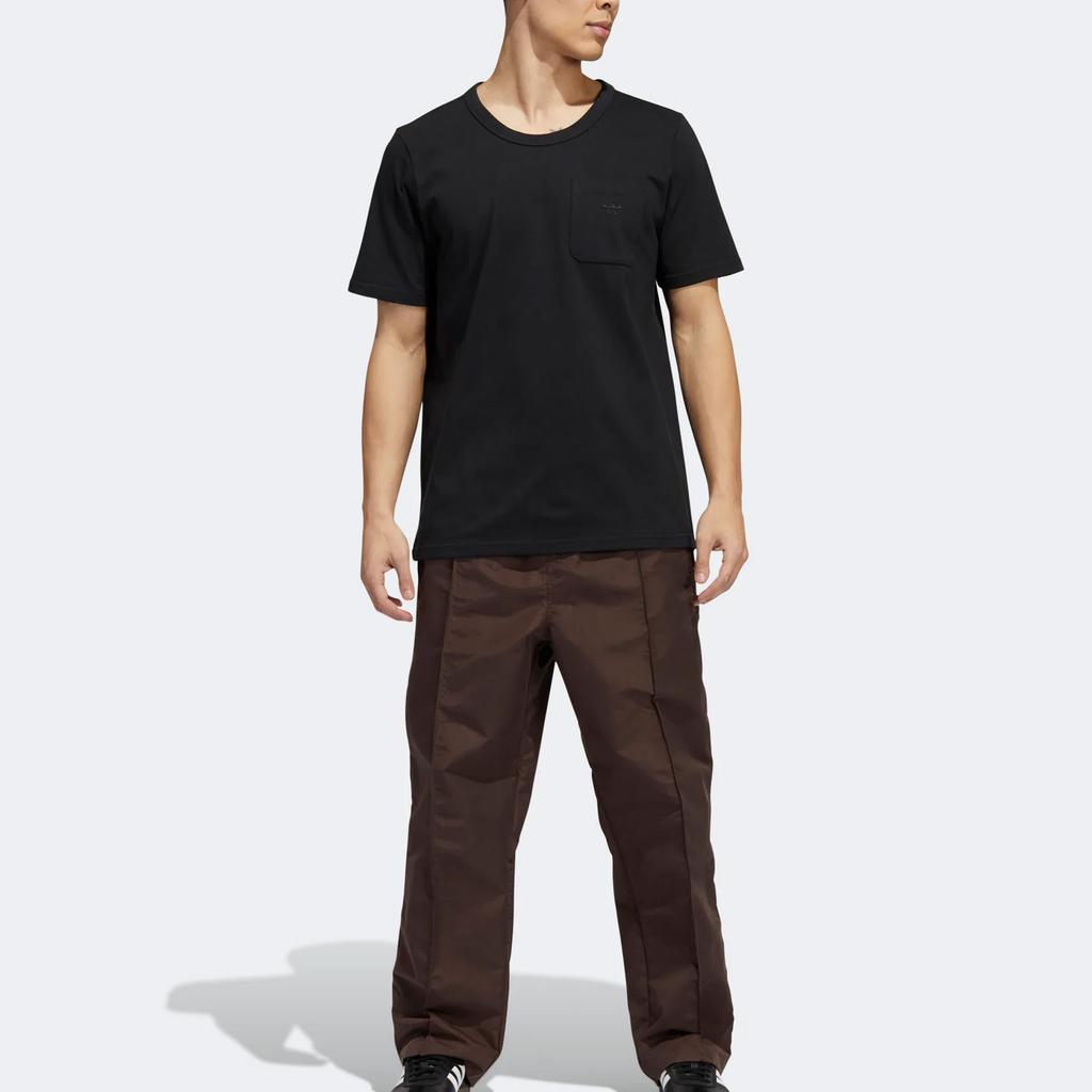 Adidas Originals Trefoil Повседневная футболка с коротким рукавом и передним карманом Мужские топы Черные HM6859