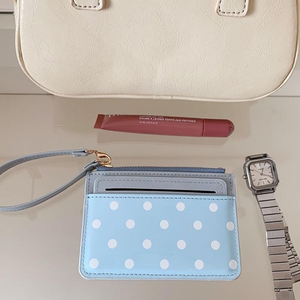 Ultra Slim Polka Dot Card Holder Ultra Light Women Mini Wallet Minimalist Coin Purse Evening Out