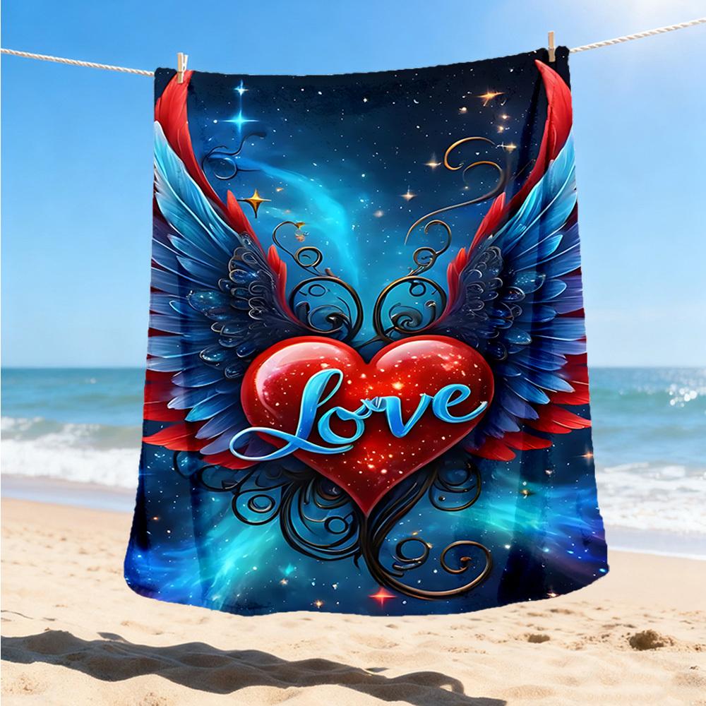 1pc Heart Wings Love Outdoor Blanket - Lightweight Flannel Throw For Travel, Camping, Livingroom, Couch, Chair yy251114236