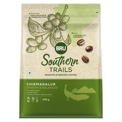 BRU Южные тропы | Чикмагалур | Темная обжарка | 100% молотый кофе арабика специального сорта, одного происхождения | Пакет 250 грамм