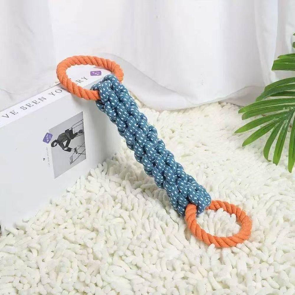 Bite-Resistant Double-Ring Dog Rope Toy Teeth Cleaning Chew Toy Medium Large Dog Breeds