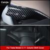 For Tesla Model 3 Y Carbon Fiber ABS Patch Model3 2022 Car Steering Wheel Column Shift Decor Cover Interior Remodel