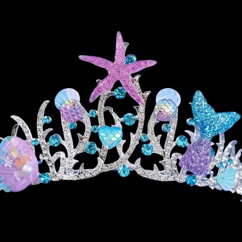 Tiaras Crystal Shell Mermaid Sea Star Crown Tiara Headband Bride Wedding Hair Accessories
