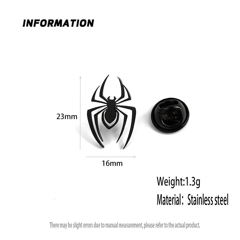 Punk style spider metal suit pin, men's cool stainless steel lapel pin, jacket/backpack personalized badge.