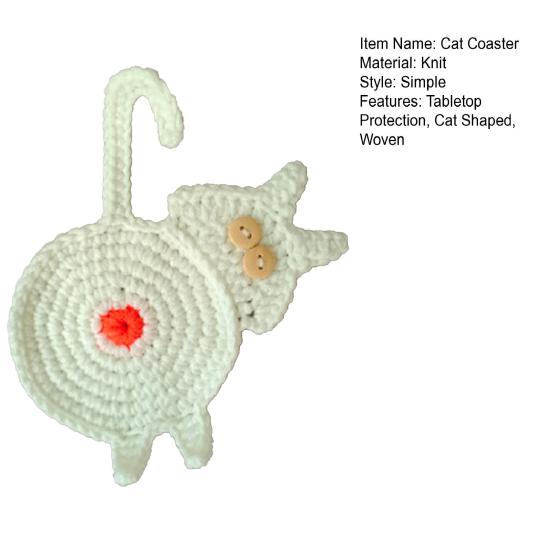Плетеные вручную подставки для кошек, милые вязаные подставки для кофе в форме кошек, защита столешницы, изоляционный коврик для домашнего офисного декора