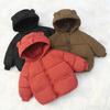 Boys Girls Warm Hooded Outerwear Baby Winter Thickened Jackets Childrens Solid Color Cotton Down Coat Kids Casual Clothing