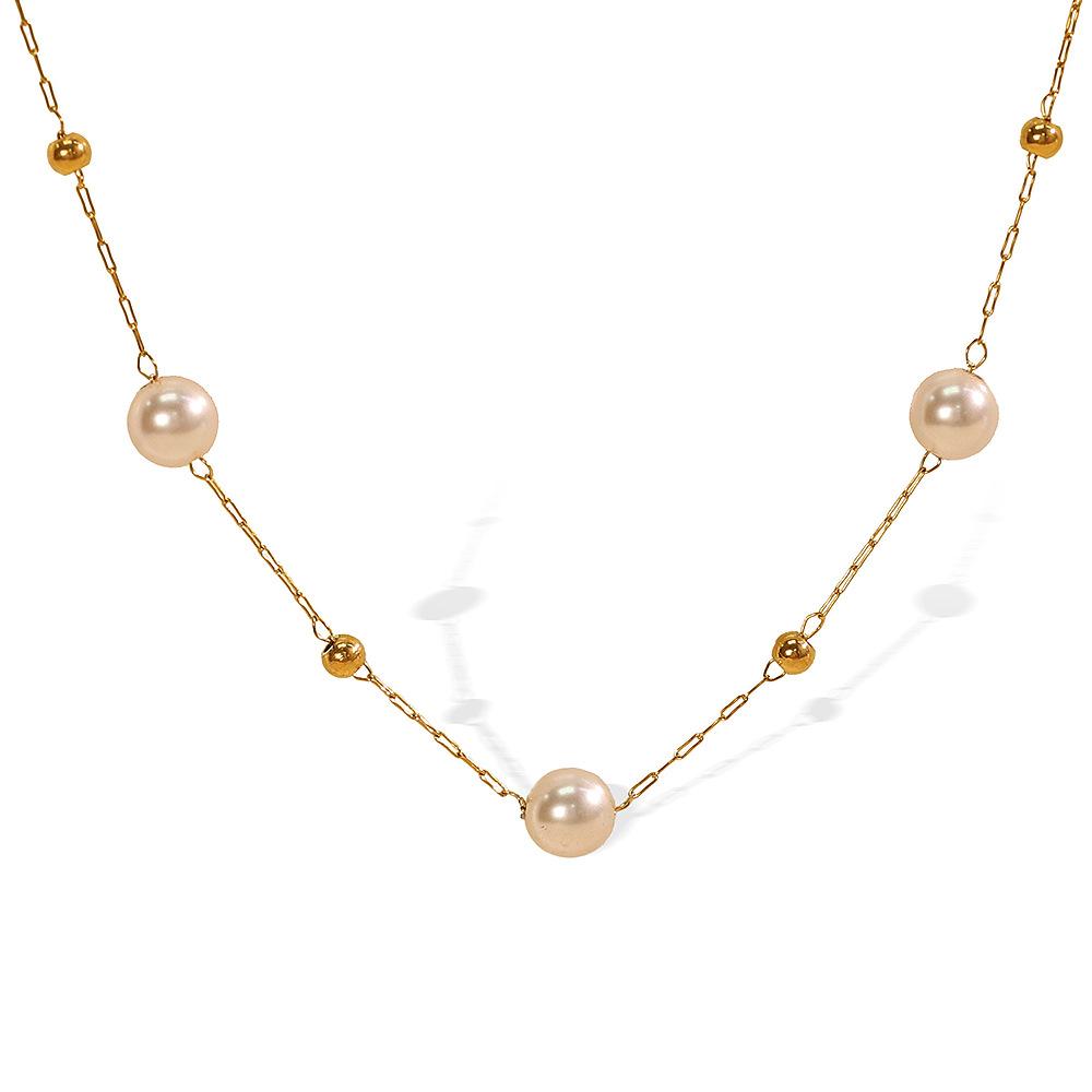 Hot Selling Product 18K Gold Starry Pearl Necklace Fashion Short Stainless Steel Ornament Women's
