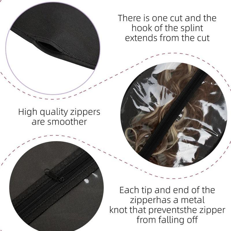 1PCS Non-woven Dustproof Wig Handbag with Hook Long Hair Extension Storage Bag Suitable for Salon Home Wig Storage