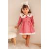 Baby Girl Red White Gingham Cherry Embroidered Ruffle Collar Dress