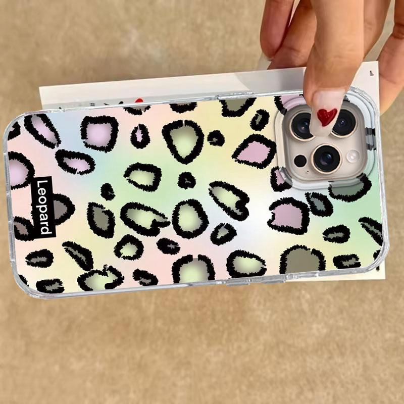 Для iPhone 16 15 14 13 12 7 8 Plus Pro Max 16e 11 SE 2020 XS XR 5G Чехол для телефона Модный Корейский Милый Леопардовый Принт Вихревой Узор
