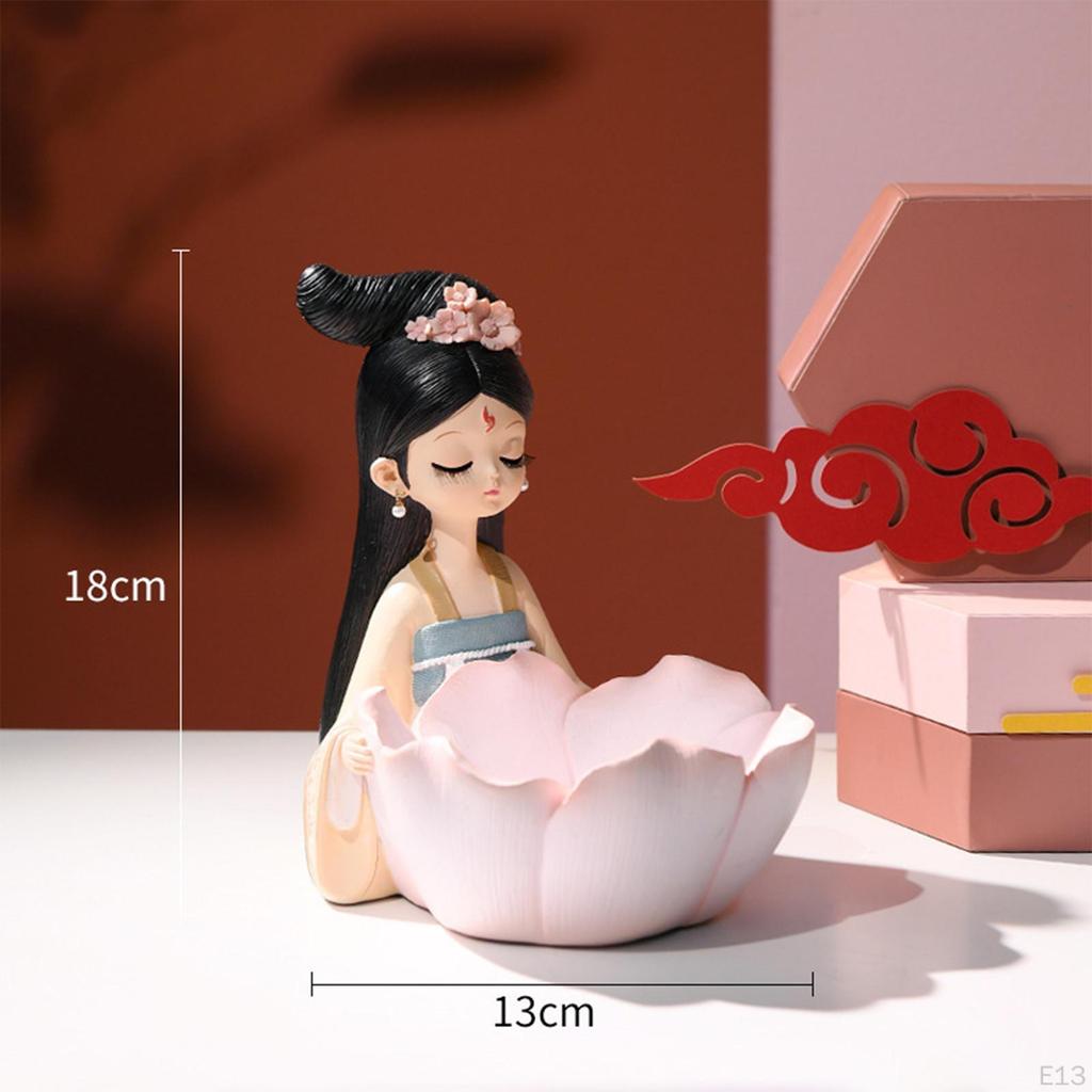 Статуэтка китайской девушки, декоративная входная ключница, полимерный материал, художественная статуя для хранения ювелирных изделий
