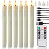 Rechargeable Taper Candles with Remote & 24Pcs Plastic Lamp Head Flickering Flameless Dripping Wax Window Candlesticks Home Deco